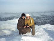 Mit Ludmila am vermeintlich zufrierenden Baikal
